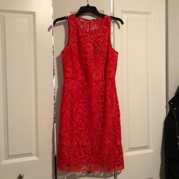 j crew red lace dress